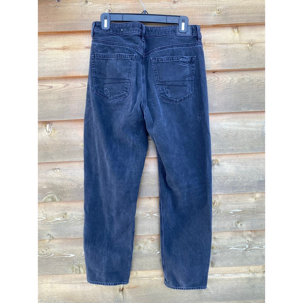 American Eagle black distressed mom straight leg jeans - Picture 5 of 8